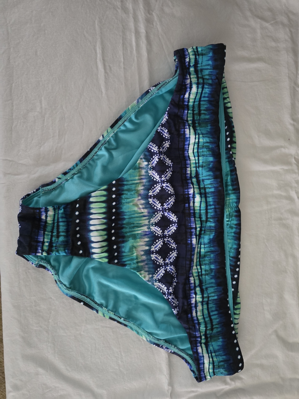 Women's Teal & Navy Patterned Bikini Bottom